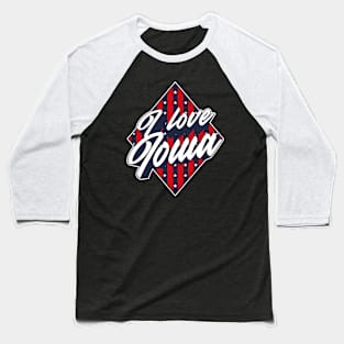 American National Flag I Love Iowa - Patriotic Souvenir Baseball T-Shirt